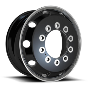 ATX AO404 JOURNEY, Satin Black With Polished Lip - Front & Rear Inner (9X22.5 ET176 10x285.75 d220.1)