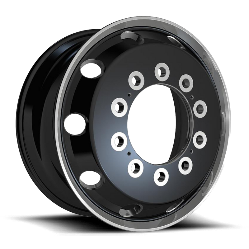 ATX AO404 JOURNEY, Satin Black With Polished Lip - Front & Rear Inner (8.25X22.5 ET144 10x285.75 d220.1)