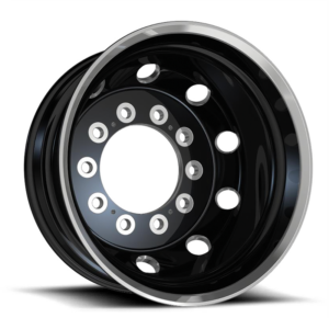 ATX AO404 JOURNEY, Satin Black With Polished Lip - Rear Outer (9X22.5 ET99 10x285.75 d220.1)