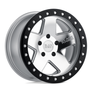 Black Rhino CRAWLER, SILVER W/ MIRROR FACE & BLACK LIP RING (17x8.5 ET-32 6x139.7)