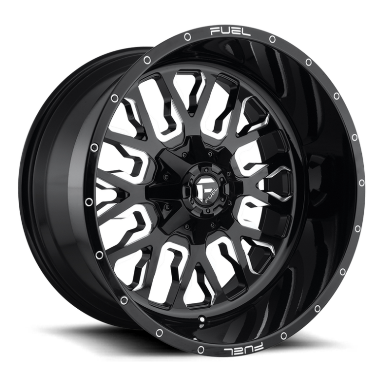 Fuel 1PC D611 STROKE, GLOSS BLACK MILLED (24x14 ET-75 5x127/5x139.7 ...