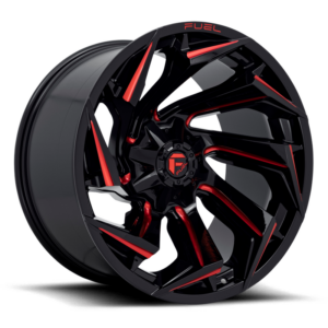 Fuel 1PC D755 REACTION, Gloss Black Milled With Red Tint (22x12 ET-44 5x114.3/5x127)