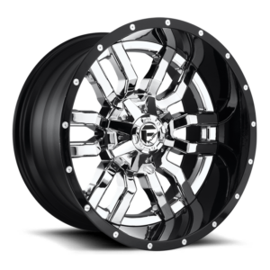 Fuel 2PC D270 SLEDGE, CHROME PLATED GLOSS BLACK LIP (22x12 ET-44 5x139.7/5x150)