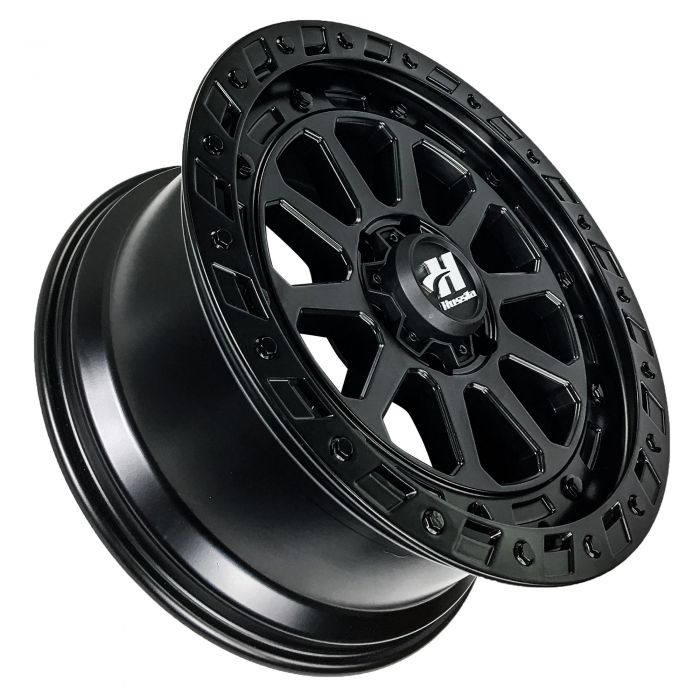 HUSSLA INVADOR, FULL MATTE BLACK WITH BLACK BOLTS (16X9
ET0 5X150)