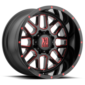 XD XD820 GRENADE, Satin  Black Milled With Red Clear Coat (18x9 ET-12 5x127)