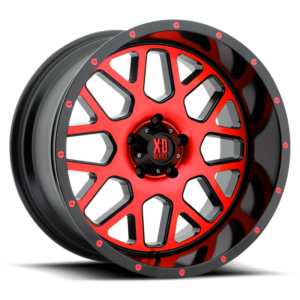 XD XD820 GRENADE, Satin Black Machined Face With Red Tinted Clear Coat (20x10 ET-24 5x127)