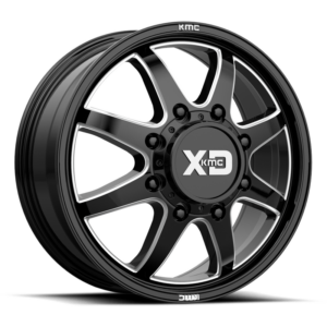 XD XD845 PIKE DUALLY, Gloss Black Milled - Front (22x8.25 ET105 8x210)