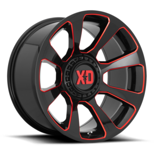 XD XD854 REACTOR, Gloss Black Milled With Red Tint (20x10 ET-18 5x139.7/5x150)