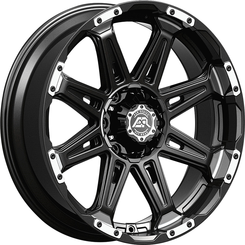 AXR AXR M8, M8 MATTE BLACK W MACHINED LIP (17X9 ET20 6X114.3)