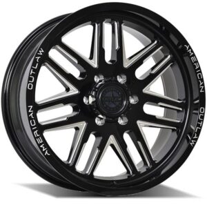 AMERICAN OUTLAW AMERICAN OUTLAW 12 GAUGE, 12 GAUGE GLOSS BLACK MILLED (17X8.5 ET18 6X139.7)