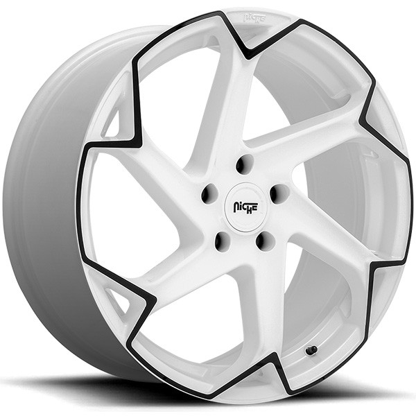 NICHE WHEELS FLASH, NICHE FLASH M257 GLOSS WHITE W BLACK FACE (20X10.5 ET40 5X112)
