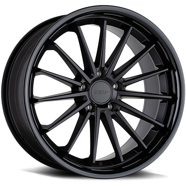 TSW TSW MARINA, MARINA MATTE BLACK W GLOSS BLACK LIP (18X8.5 ET40 5X114.3)