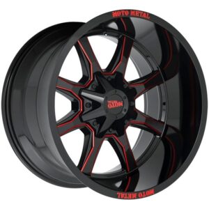 MOTO METAL MOTO METAL MO970, MO970 GLOSS BLACK MILLED W RED TINT (20X10 ET-18 5X127)