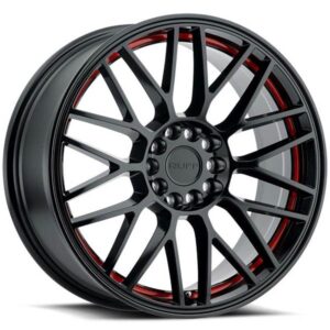 RUFF RUFF OVERDRIVE, OVERDRIVE GLOSS BLACK W RED INNER LIP (18X8 ET38 5X120)