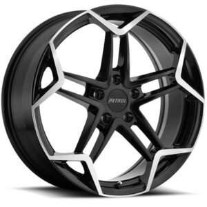 PETROL P1A GLOSS BLACK W MACHINED CUT FACE,  (19X8 ET40 5X110)