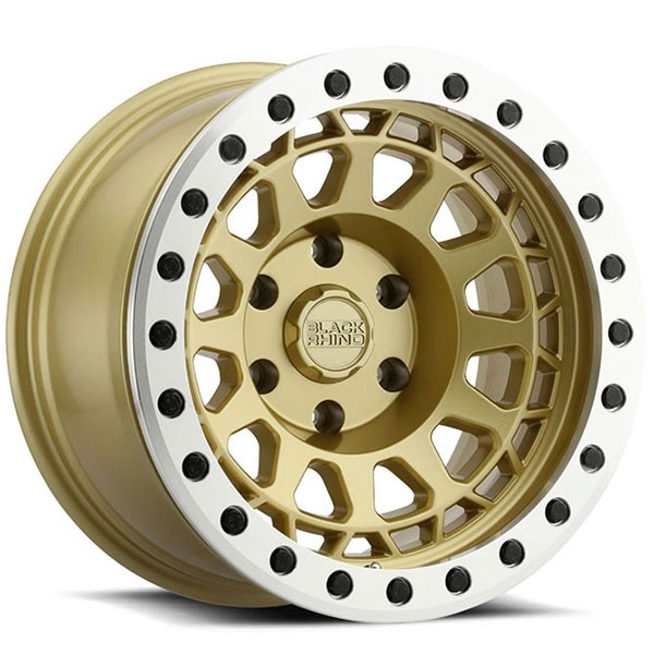 BLACK RHINO PRIMM BEADLOCK MATTE GOLD W MACHINED RING, (17X8.5 ET-30 6X139.7)