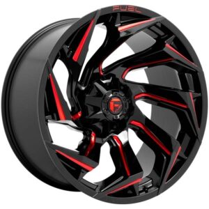 FUEL REACTION D755 GLOSS BLACK MILLED W RED TINT,  (15X8 ET-12 5X139.7)