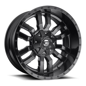 FUEL SLEDGE D596 MATTE BLACK W GLOSS BLACK LIP,  (22X10 ET10 8X170)