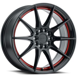 RUFF RUFF SPEEDSTER, SPEEDSTER GLOSS BLACK W RED STRIPE (17X7.5 ET38 5X100)