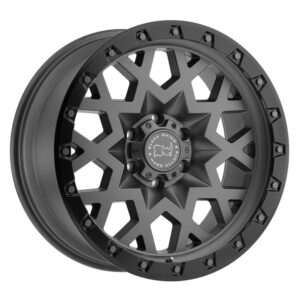 BLACK RHINO SPROCKET MATTE GUNMETAL W BLACK LIP,  (17X9.5 ET6 6X135)