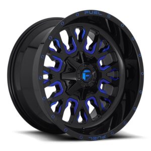 FUEL STROKE D645 GLOSS BLACK W CANDY BLUE,  (17X9 ET-12 5X114.3)
