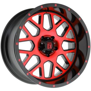 KMC GRENADE XD820 SATIN BLACK MACHINED FACE W RED TINT,  (20X10 ET-24 5X127)