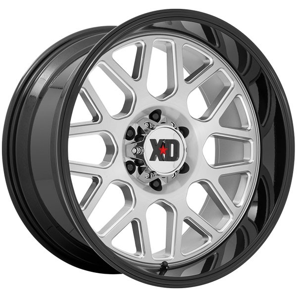 KMC GRENADE 2 XD849 BRUSHED MILLED W GLOSS BLACK LIP, (20X10 ET-18 5X127)