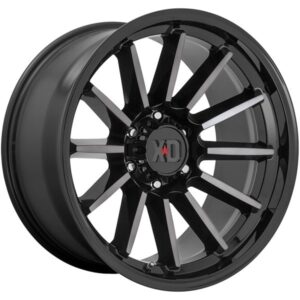 KMC LUXE XD855 GLOSS BLACK MACHINED W GREY TINT,  (22X10 ET-18 5X139.7)