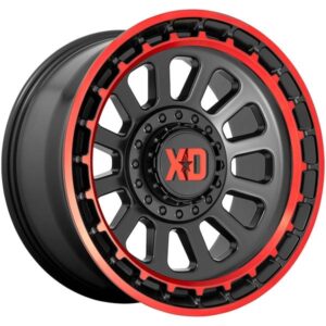 KMC OMEGA XD856 SATIN BLACK MACHINED W RED TINT,  (17X9 ET18 5X127)