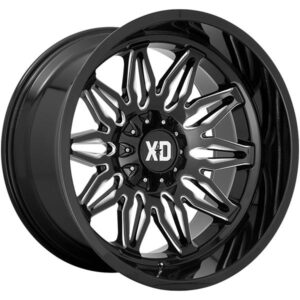 KMC GUNNER XD859 GLOSS BLACK MILLED,  (22X12 ET-44 5X127)